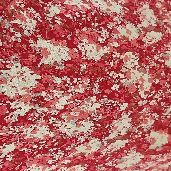 Jones New York Red and Tan Lined Floral Drape Neck Pullover Dress - Size 14 - Picture 5 of 8